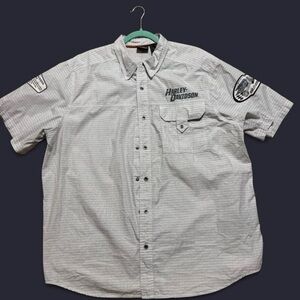 Vintage Harley-Davidson men's short-sleeve button-up mechanic's shirt size 2XL